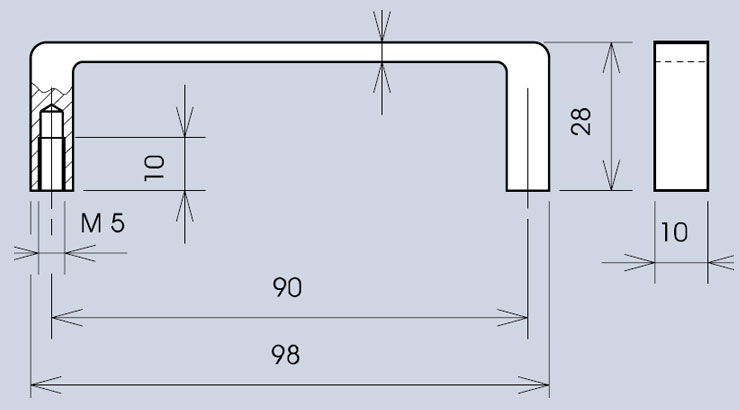 Low profile handle 3271 dimensions diagram