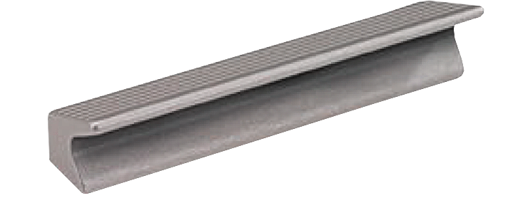 Industrial looking handles in clear-anodised aluminium